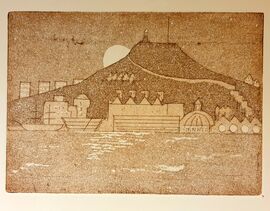 Etching of a Dundee landscape created at ST/ART Autumn Printmaking School in DCA Print Studio