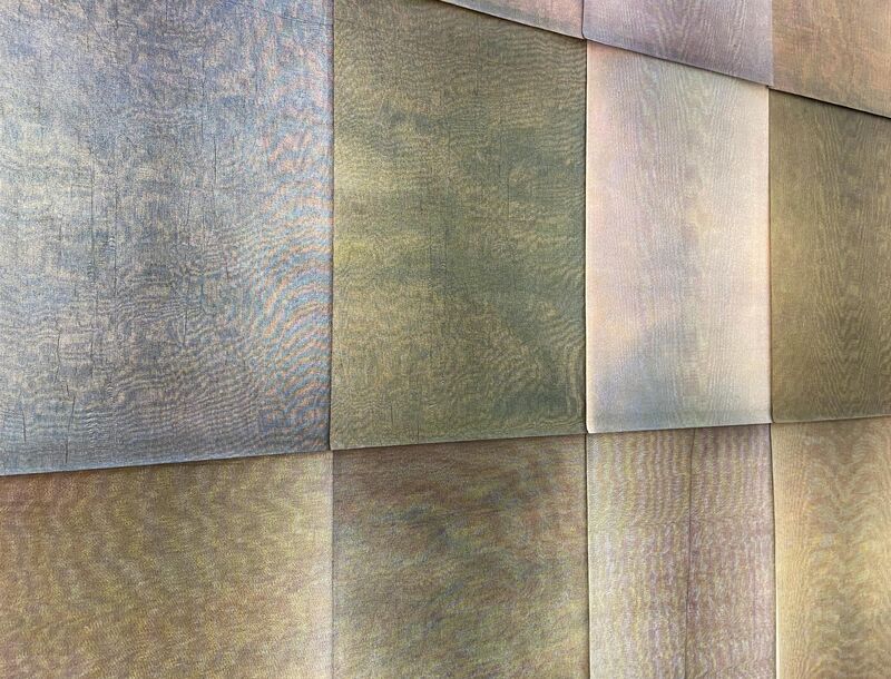 Detail of prints of textured squares w