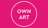 Own art logo white text on pink background