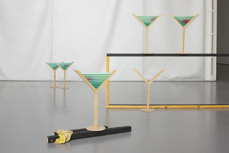From 'Spring / Summer 2015' - sculptures of Martini cocktails made out of plywood.