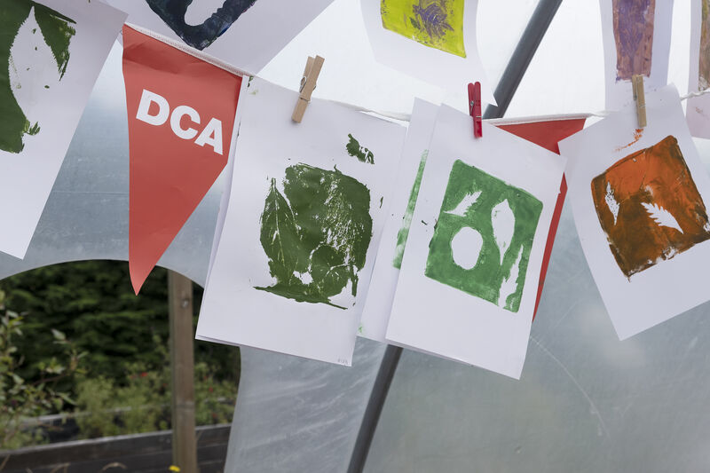 Leaf prints hanging up to dry