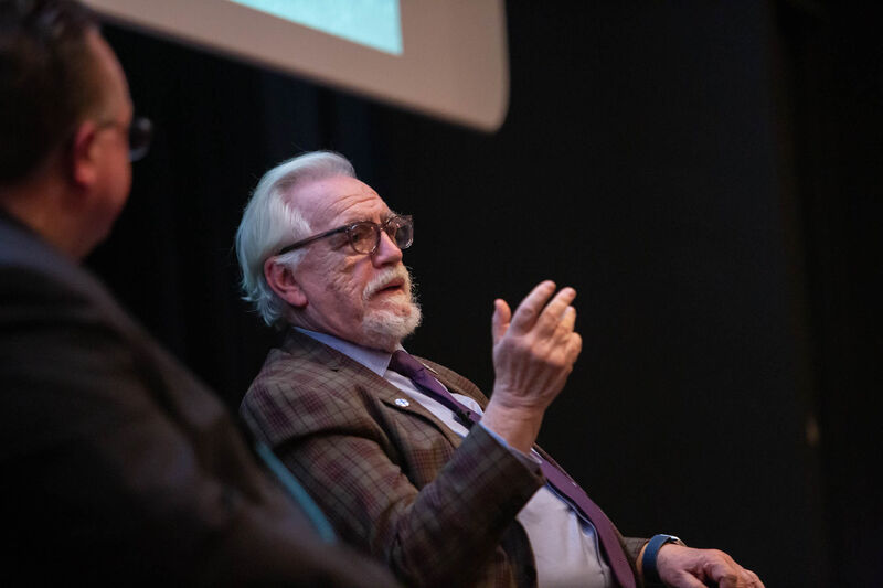 Brian Cox gestures during a Q and A at DCA Cinema