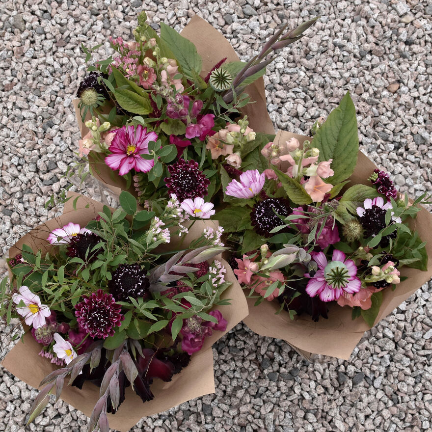 Three floral boquets