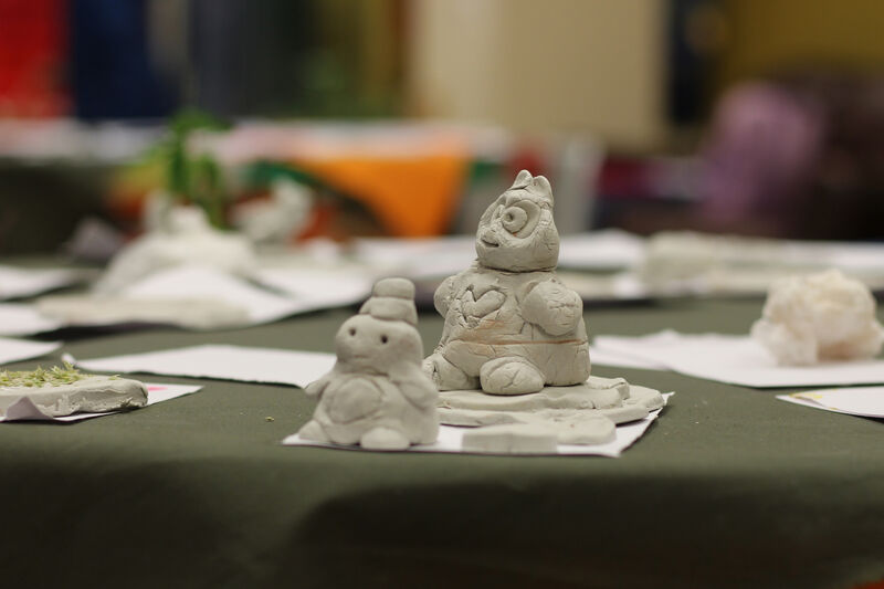 Clay animal sculptures