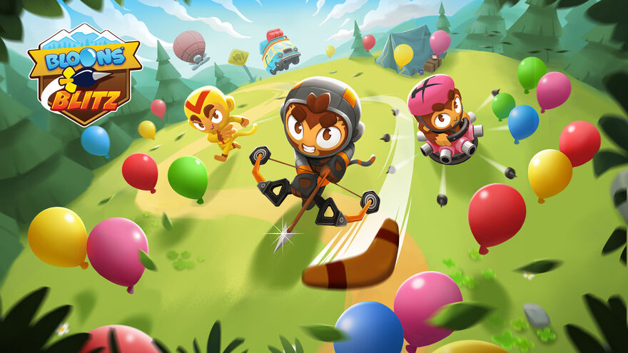 Players race towards balloons in this video game promo