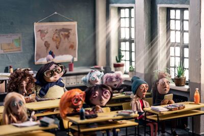 Claymation of a school classroom