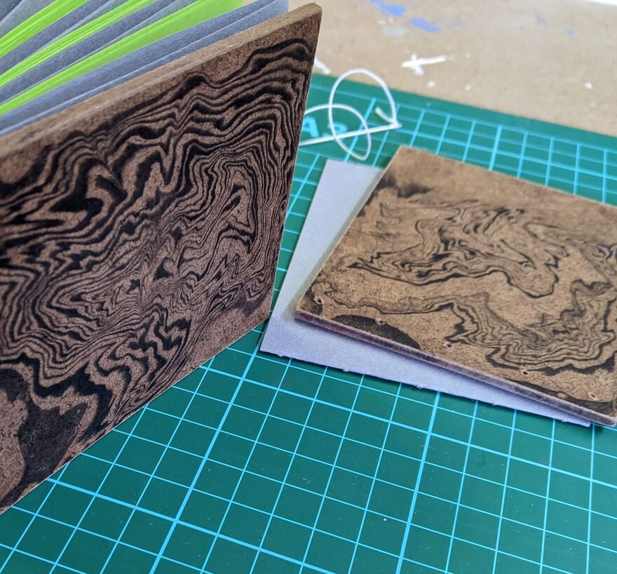 Hardcover Book Binding with Suminagashi Decoration