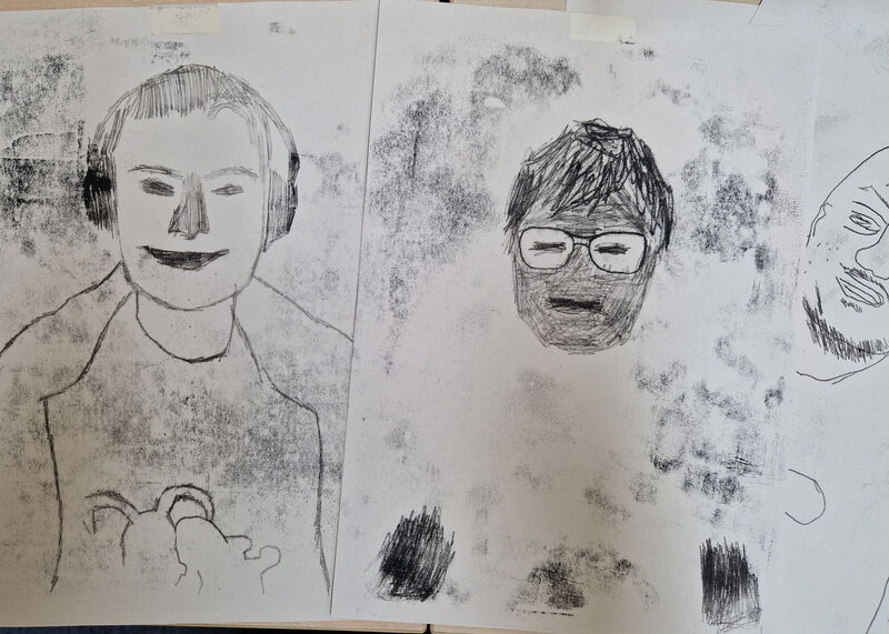 Three printed portraits