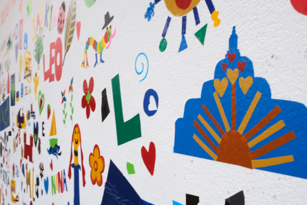 Wall covered in vinyl artwork