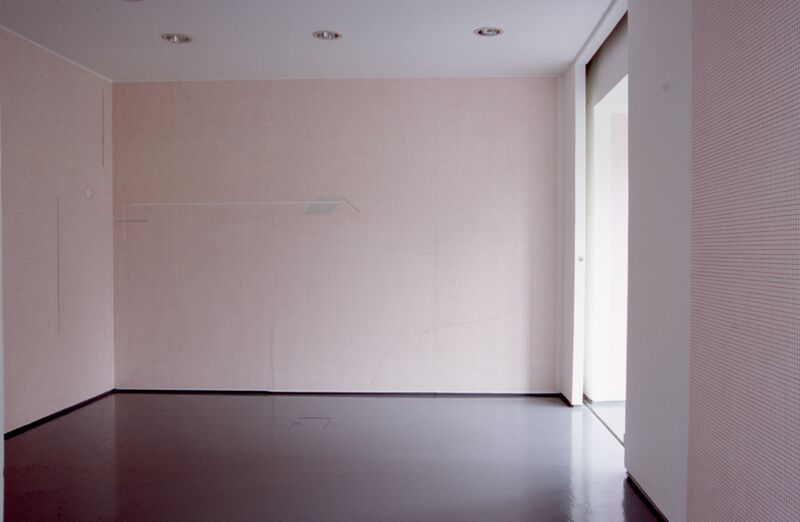 A white room covered in very fine red cross hatching.