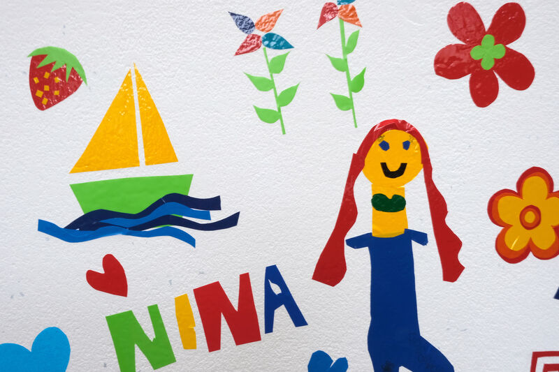 Vinly artwork of a boat and a mermaid