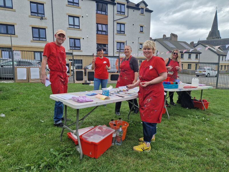 DCA team setting up for family activities at Clepington Primary School