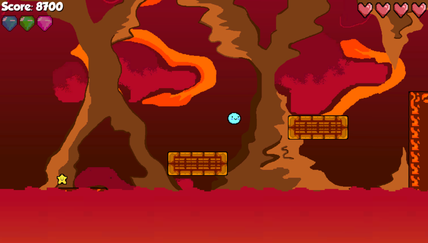 A blue sphere moves through a platform game environment