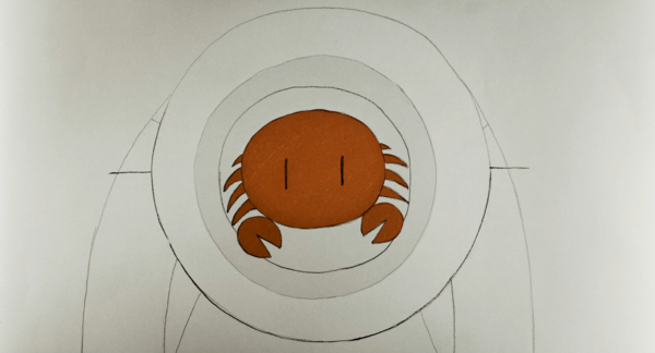 animation still: a crab caught in a bucket