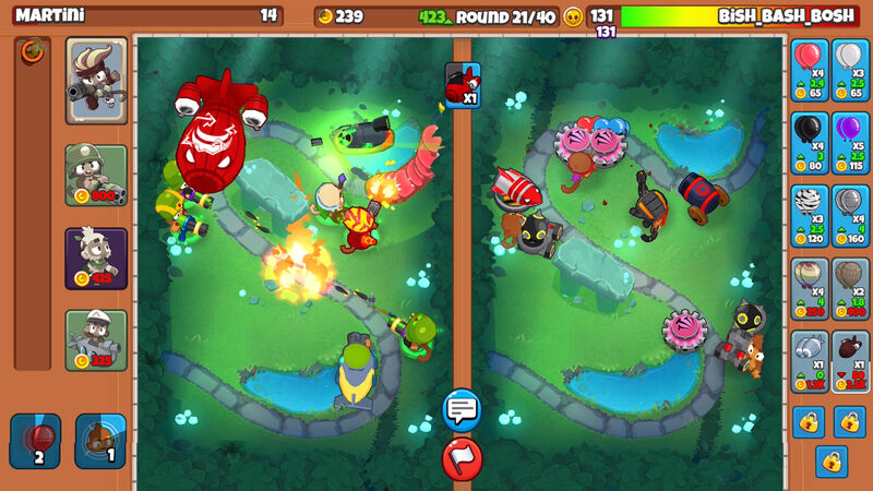 A screenshot of Ninja Kiwi's strategy game Bloons.