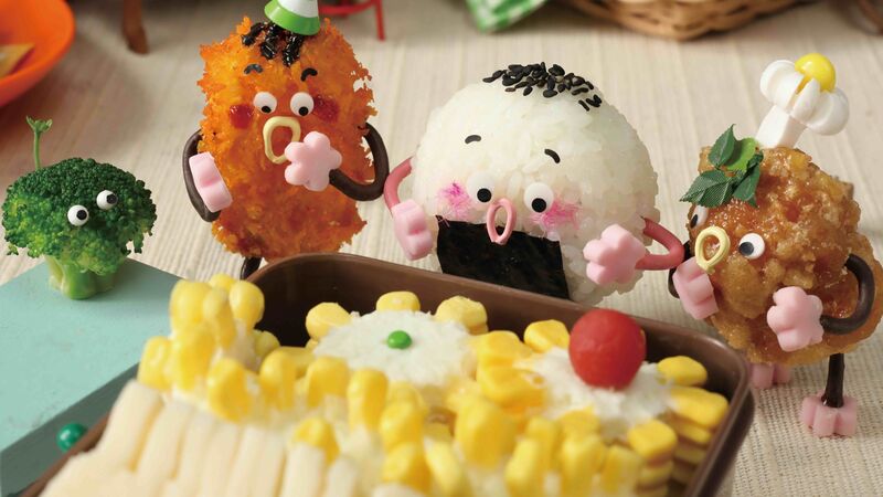 Anthropomorphic pieces of sushi look surprised.