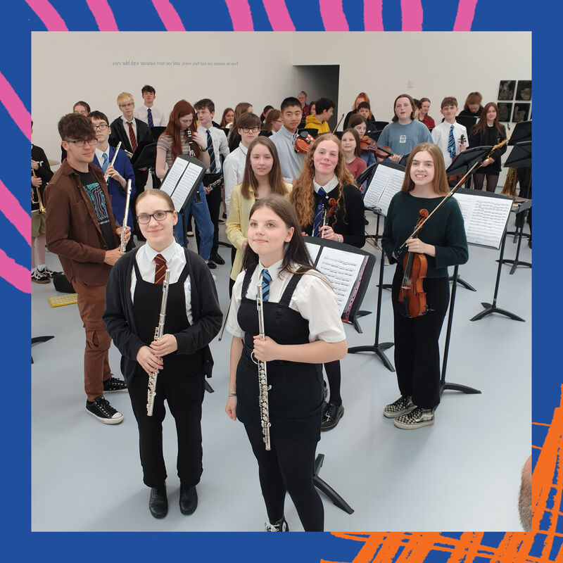 Pupils holding instruments in DCA Galleries