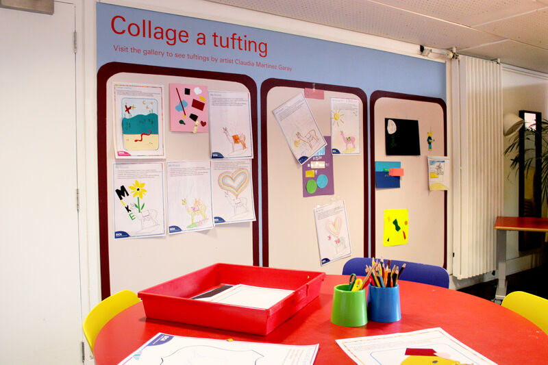Collage a tufting activity wall in Create Space