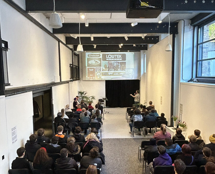 People watch a talk in DCA's Centrespace