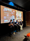 Group of 5 teens introducing a screening at DCA