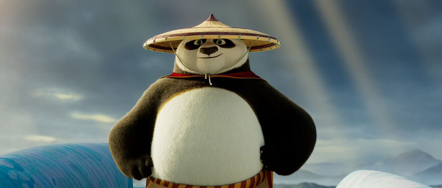 An animated panda wearing a hat.