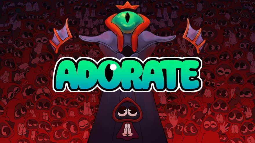The words adorate in bold green across the front of what looks like a creature with a large green eye