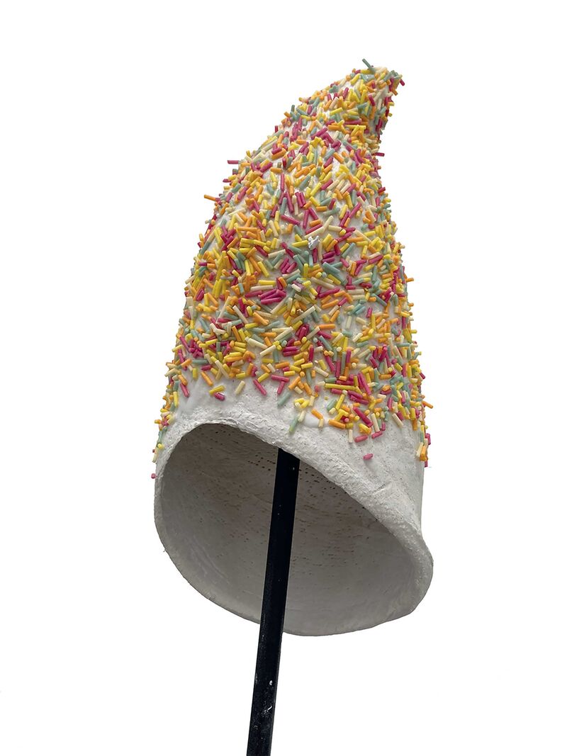 A plaster cast covered in sprinkles 