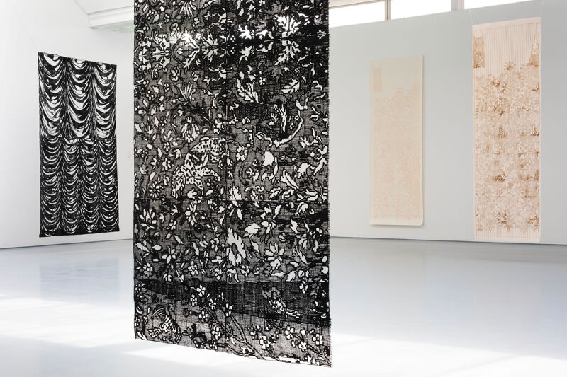 Image of artworks hanging in Gallery 2 as part of Sukaina Kubba's exhibition Turn Me Into a Flower