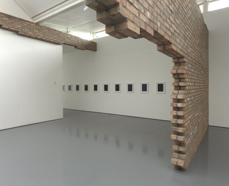 Large, exposed brick walls as part of Scott Myles' exhibition at DCA.