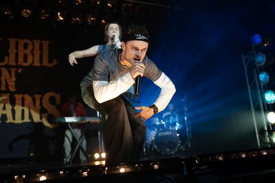 Two rappers on stage