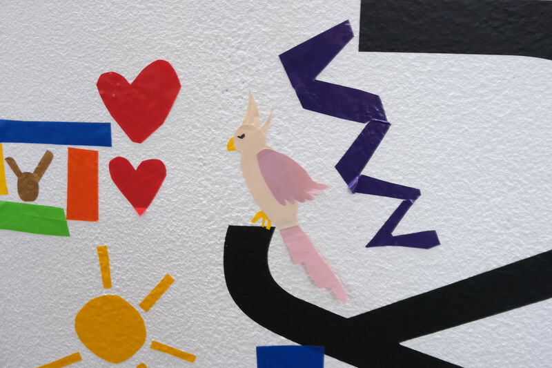 Vinyl artwork of a pink bird