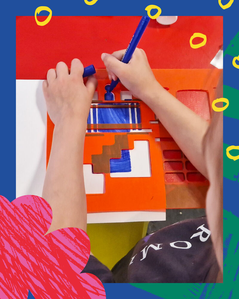 Child using DCA stencils