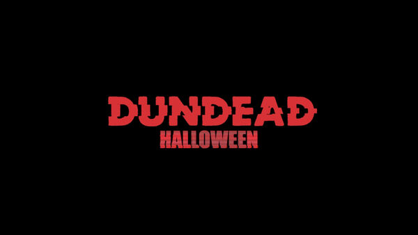 Dundead Halloween text in red