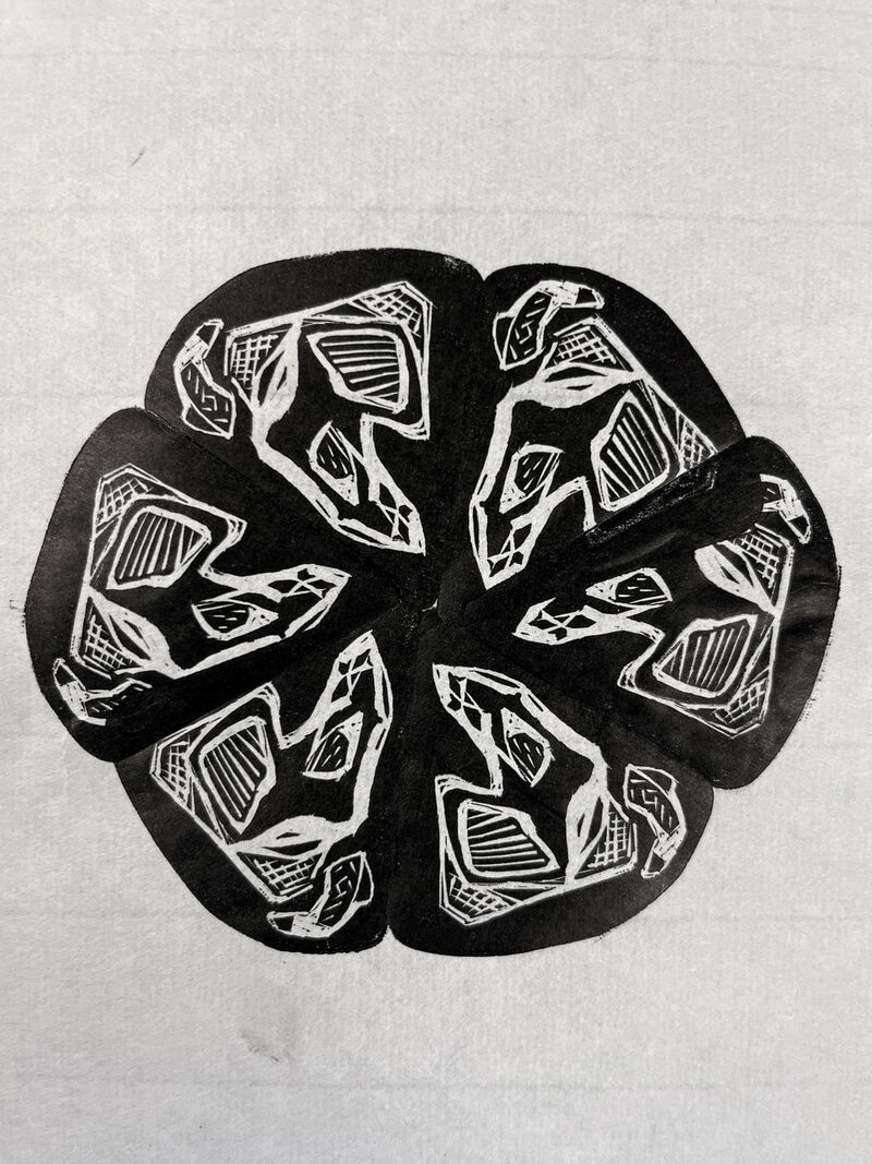Repeat pattern made using engraved wood blocks