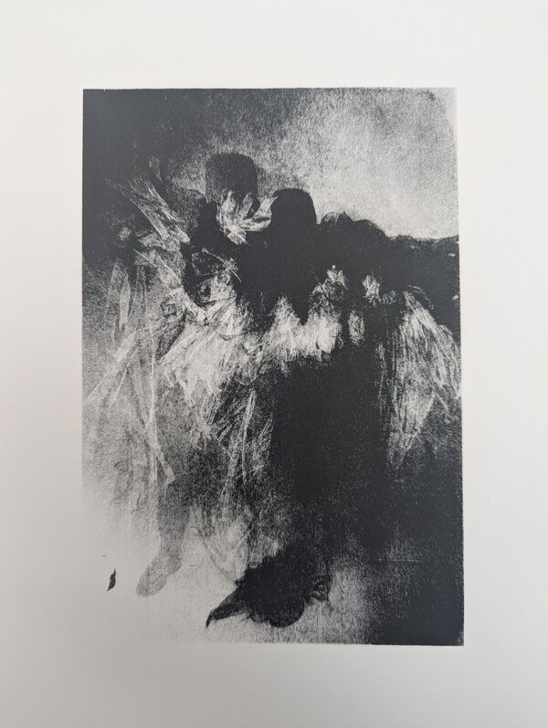 Abstract black print on white paper
