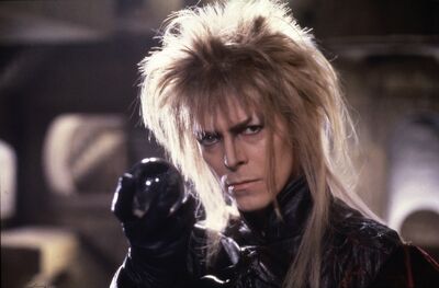 David Bowie with long, spiky hair in Labyrinth