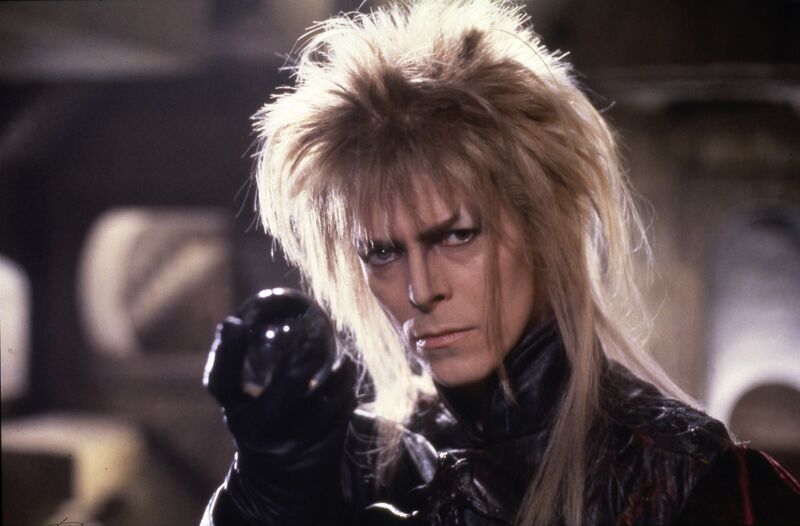 David Bowie with long, spiky hair in Labyrinth