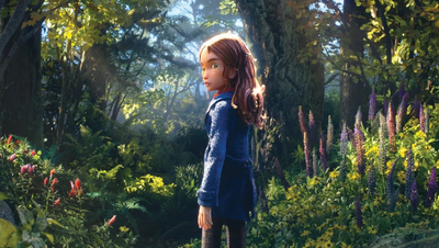 A teenage girl stands in a forest in this stop-motion animation film
