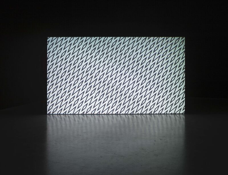 An image from Florian & Michael Quistrebert's exhibition shows an abstract pattern of repeating black and white diamonds.