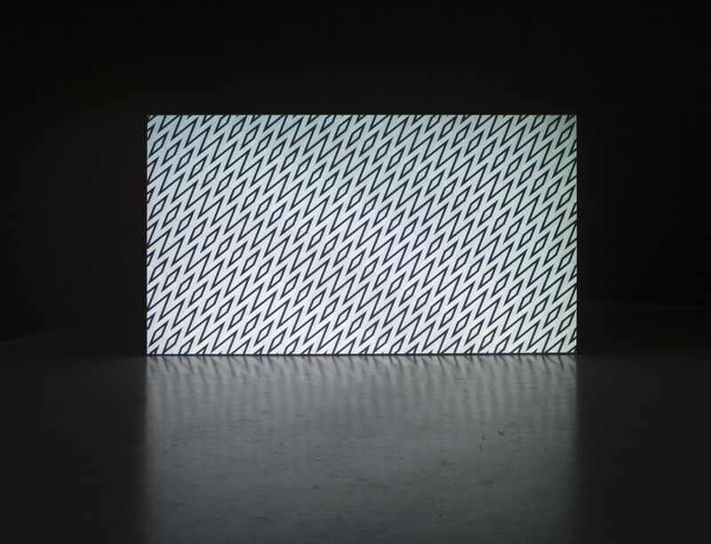An image from Florian & Michael Quistrebert's exhibition shows an abstract pattern of repeating black and white diamonds.