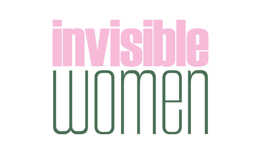 Logo for Invisible Women with 'invisible' in pink and 'women' in green