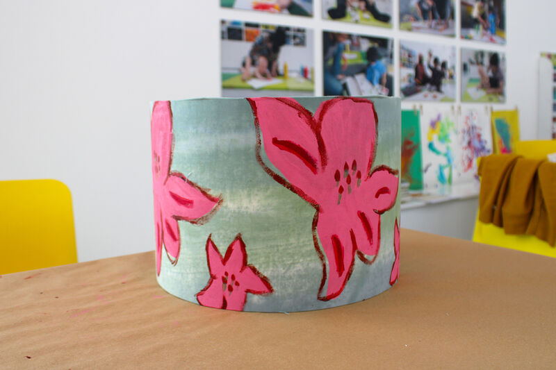 Lampshade with pink flower design