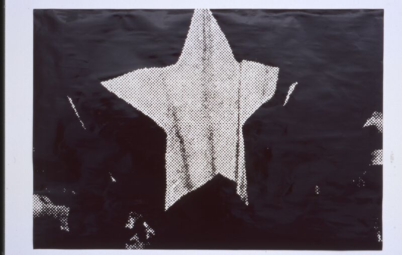 A black and white print of a star.