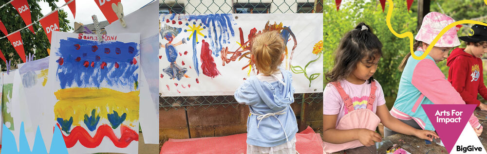 Children take part in outdoor art activities during the summer.