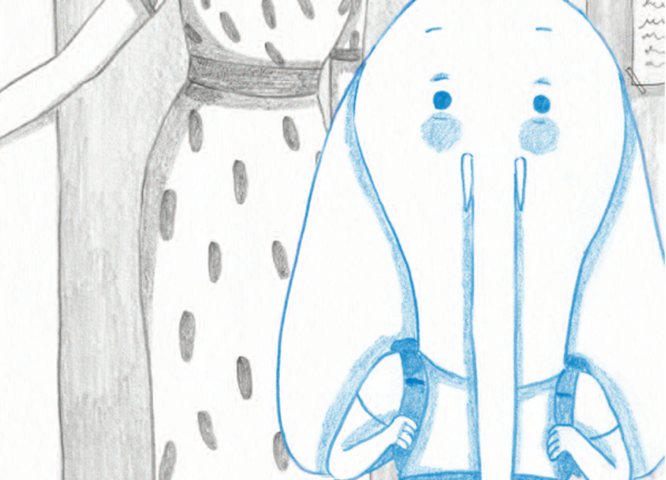 Animation still: A shy elephant starts school