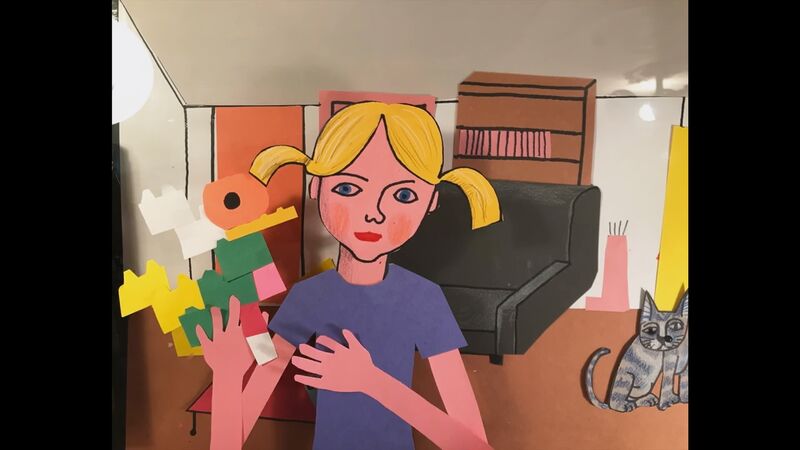 a drawing of a blonde girl holding a camera