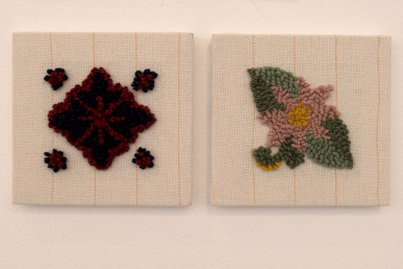 Textile artwork on the walls of Gallery 1 for Spring Holiday Pop-up