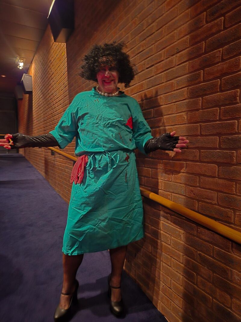 Person dressed u as Frank n Furter at The Rocky Horror Picture Show screening