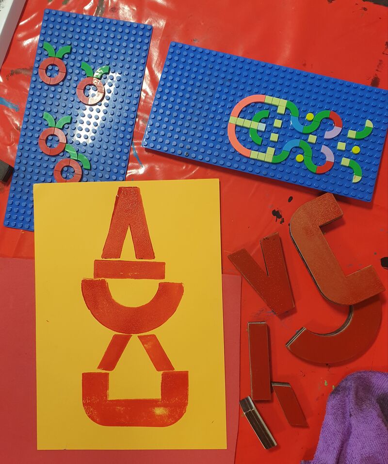 Lego printing blocks and stamp kit