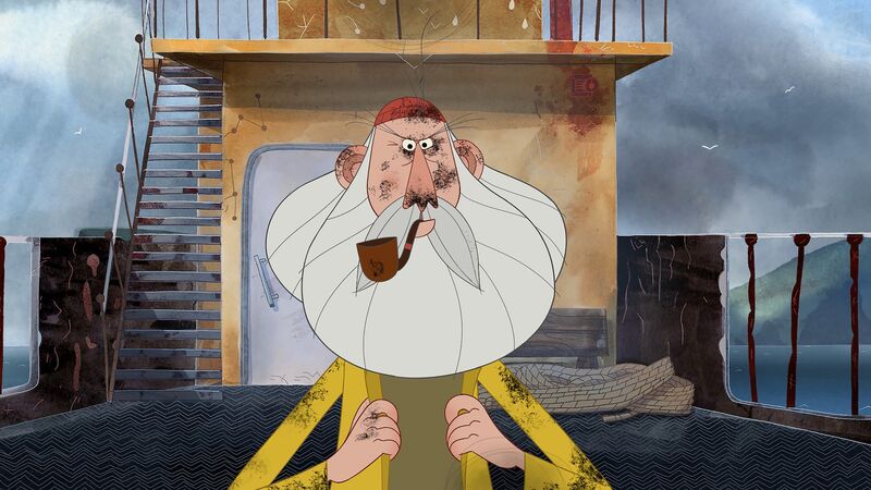 A bearded sea captain with a pipe.